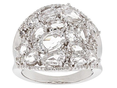 2.94ctw Crystal Quartz with .27ctw White Zircon & Diamond Accent Rhodium Over Sterling Silver Ring - Size 7