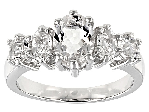1.70ctw Oval and Round Crystal Quartz Rhodium Over Sterling Silver Ring - Size 7