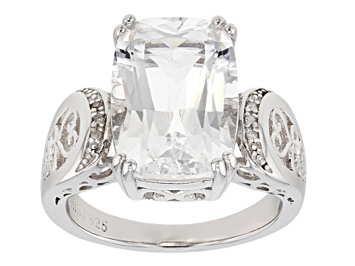Photo of 5.31CT CRYSTAL QUARTZ WITH .01CTW DIAMOND ACCENT RHODIUM OVER STERLING SILVER RING - Size 8