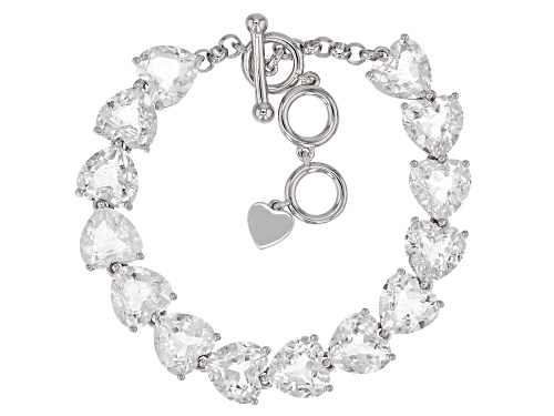Photo of 41.96ctw Heart Shape Crystal Quartz Rhodium Over Sterling Silver Tennis Bracelet - Size 7.25