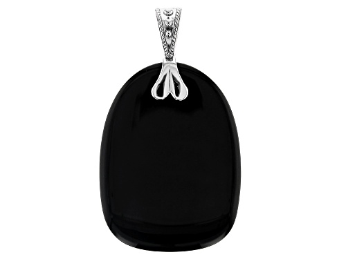Free-form Black Onyx Rhodium Over Sterling Silver Enhancer