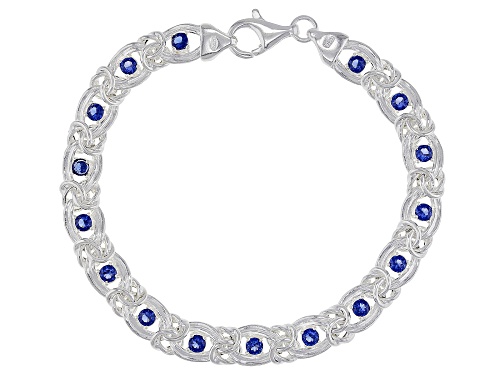 Byzantine Link With Bella Luce® 16.20ctw Round Blue Diamond Simulant Sterling Silver Bracelet - Size 8