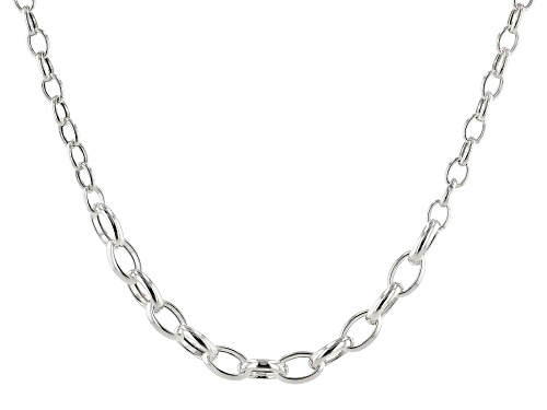 Sterling Silver Graduated Oval Rolo Necklace 20 inches - Size 20