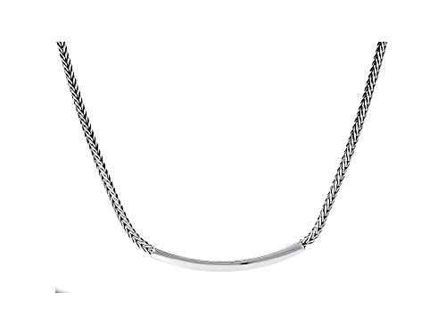 Sterling Silver Oxidized Tube Bar Wheat Link 19.5 Inch Necklace - Size 19.5