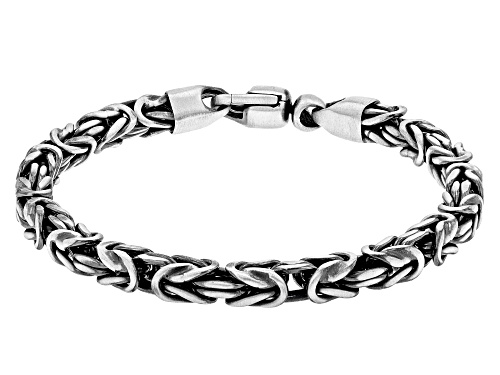 Photo of Sterling Silver Oxidized 5mm Square Byzantine Link Bracelet - Size 8