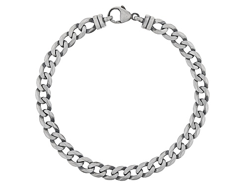 Sterling Silver Oxidized 6.2mm Curb Link Bracelet - Size 8