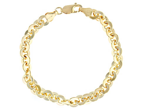 18k Yellow Gold Over Sterling Silver 7.1mm Cable Link Bracelet - Size 7.5