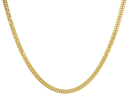 18k Yellow Gold Over Sterling Silver 4mm Double Curb 20 Inch Chain - Size 20