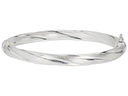 Sterling Silver 7mm Satin Finish Twisted Bangle - Size 7.5