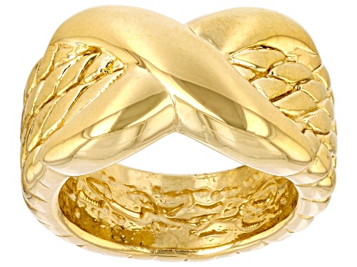 18k Yellow Gold Over Sterling Silver Crossover Design Ring - Size 7