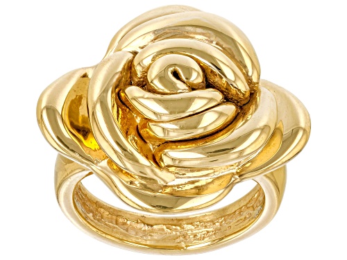 18k Yellow Gold Over Sterling Silver Rose Ring - Size 8