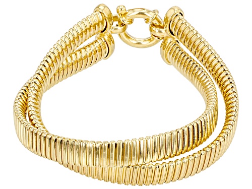 18k Yellow Gold Over Sterling Silver Braided Tubogas Link Bracelet - Size 8