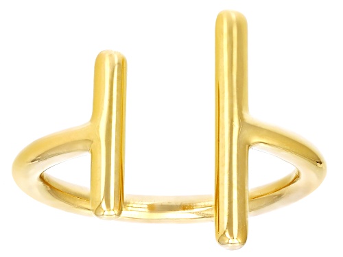 18k Yellow Gold Over Sterling Silver Bar Cuff Ring - Size 11
