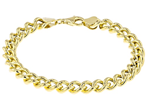 18k Yellow Gold Over Sterling Silver 7.7mm Curb Link Bracelet - Size 7.5
