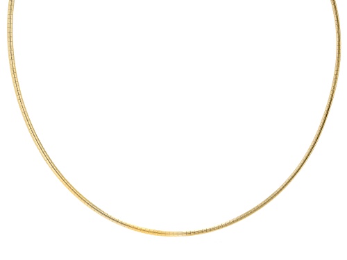18k Yellow Gold Over Sterling Silver 2.5mm Omega 18 Inch Chain - Size 18
