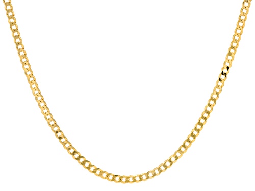 18k Yellow Gold Over Sterling Silver 4mm Flat Curb 18 Inch Chain - Size 18