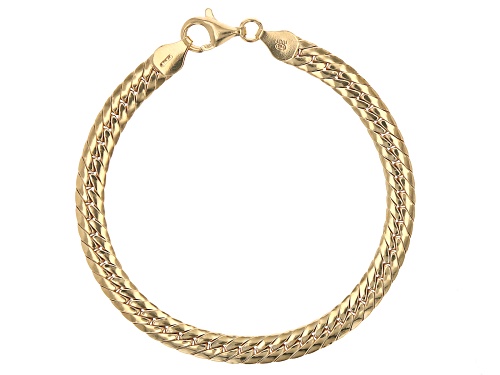 18k Yellow Gold Over Sterling Silver 5.9mm Oval Herringbone Link Bracelet - Size 7.5