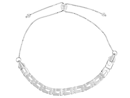 Sterling Silver Greek Key Link Bolo Bracelet