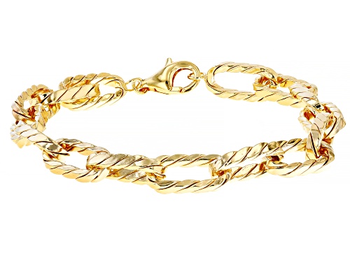 18k Yellow Gold Over Sterling Silver 7mm Twisted Paperclip Link Bracelet - Size 8