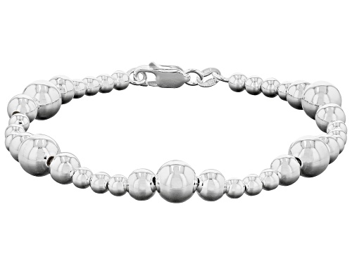 Sterling Silver Bead Station Bracelet - Size 7.5