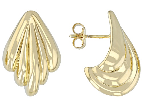 18k Yellow Gold Over Sterling Silver Textured Drop Earring