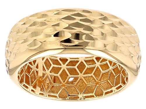 18k Yellow Gold Over Sterling Silver Diamond-Cut Band Ring - Size 9