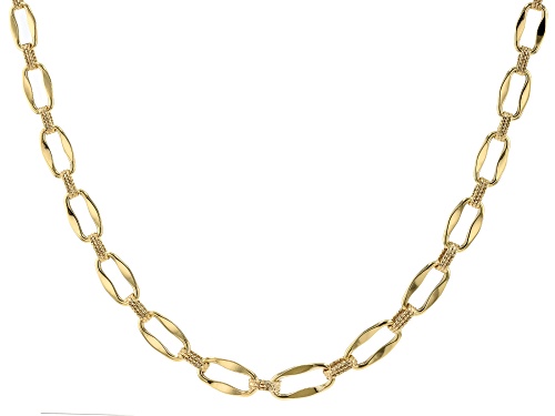 18k Yellow Gold Over Sterling Silver Polished & Textured 7.7mm Link 20 Inch Chain - Size 20