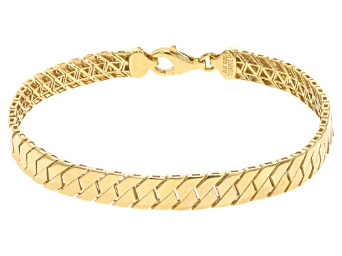 18k Yellow Gold Over Sterling Silver 7mm Designer Link Bracelet - Size 8