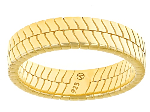 18k Yellow Gold Over Sterling Silver Chevron Pattern Band Ring - Size 7