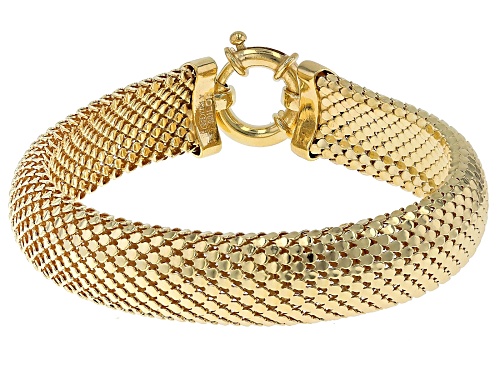 Argento Oro™ 18k Yellow Gold Over Sterling Silver 12mm Domed Woven Link Bracelet - Size 7.5