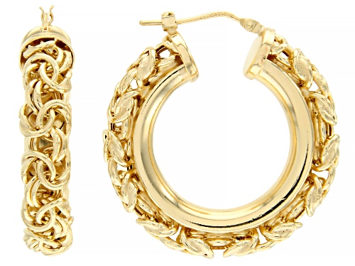 Argento Oro™ 18k Yellow Gold Over Sterling Silver Byzantine Hoop Earrings