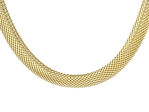 Argento Oro™ 18k Yellow Gold Over Sterling Silver 12mm Domed Woven Link 18 Inch Chain - Size 18