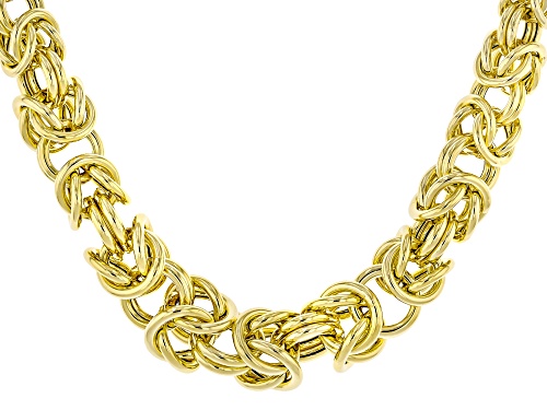 Argento Oro™ 18k Yellow Gold Over Sterling Silver 13mm Graduated Byzantine 20 Inch Chain - Size 20