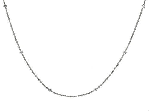 Sterling Silver 3mm Bead Station Rope Link 18 Inch Chain - Size 18