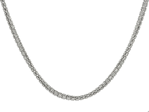Rhodium Over Sterling Silver 4mm "Ghiaccio" Diamond-Cut Bead 20 Inch Chain - Size 20