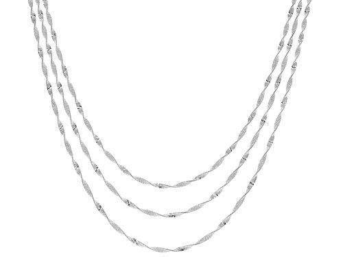 Photo of Sterling Silver Multi-strand Twisted Herringbone Necklace 20 inch - Size 20