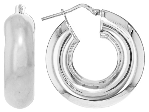 Sterling Silver 1" Polished Hoop Earrings