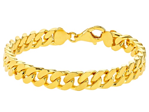 18k Yellow Gold Over Sterling Silver Curb Link Bracelet - Size 7.5