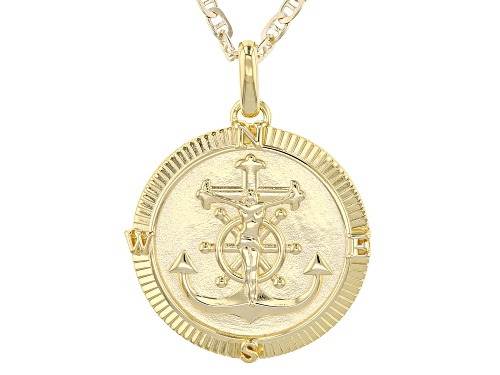 14k Yellow Gold Over Sterling Silver Pendant with 22" Chain
