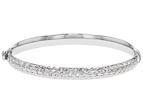 Rhodium Over Sterling Silver 6mm Star Cut Bracelet - Size 7