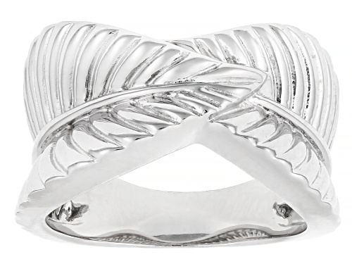 Rhodium Over Sterling Silver Leaf Ring - Size 7