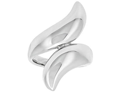 Rhodium Over Sterling Silver Bypass Ring - Size 5