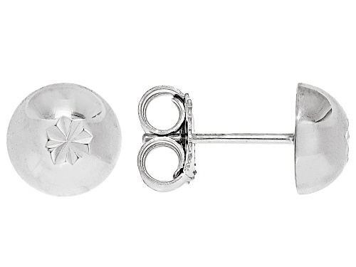 Rhodium Over Sterling Silver 8mm Diamond Cut Ball Stud Earrings