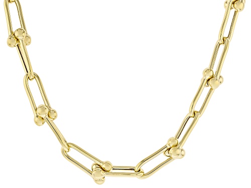 18k Yellow Gold Over Sterling Silver 8.9mm Stirrup Link Necklace - Size 18