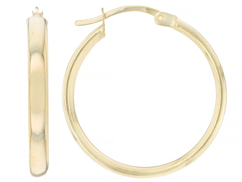 18k Yellow Gold Over Sterling Silver 3mm, 1" Polished Hoop Earrings
