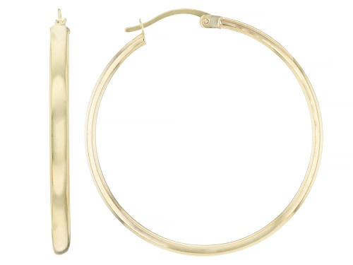 18k Yellow Gold Over Sterling Silver 3mm, 1 1/2" Polished Hoop Earrings