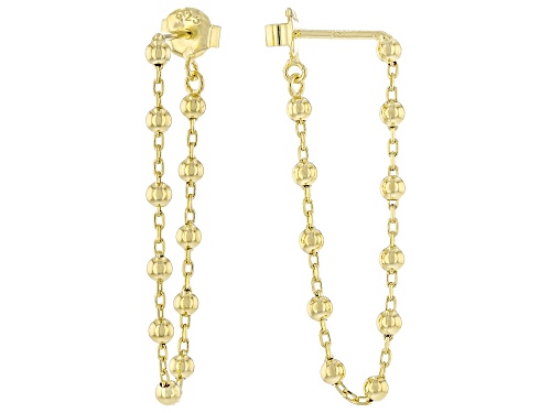 18k Yellow Gold Over Sterling Silver Beaded Chain Drop Earrings