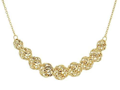 18k Yellow Gold Over Sterling Silver Graduated Rosetta Necklace - Size 18