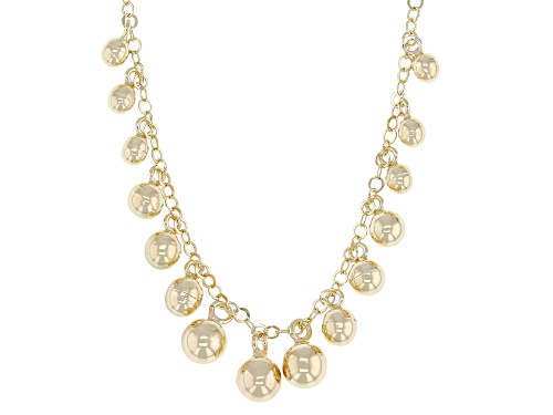 18k Yellow Gold Over Sterling Silver Graduated Bead Drop Necklace - Size 18