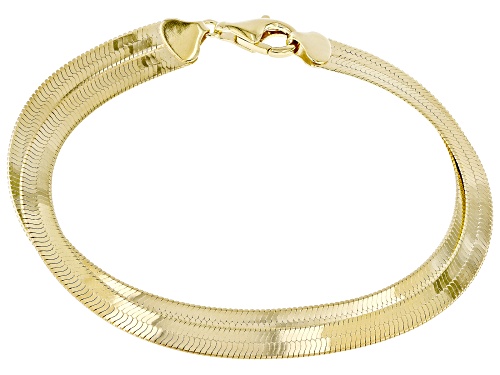 18k Yellow Gold Over Sterling Silver Double Herringbone Link Bracelet - Size 8